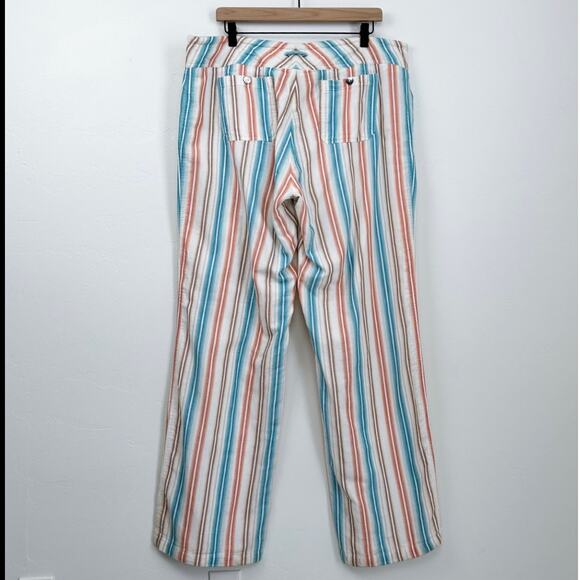 Sundance Cotton Stripe Gauze Button-Fly Wide Leg Gigi Pants - Picture 6 of 7